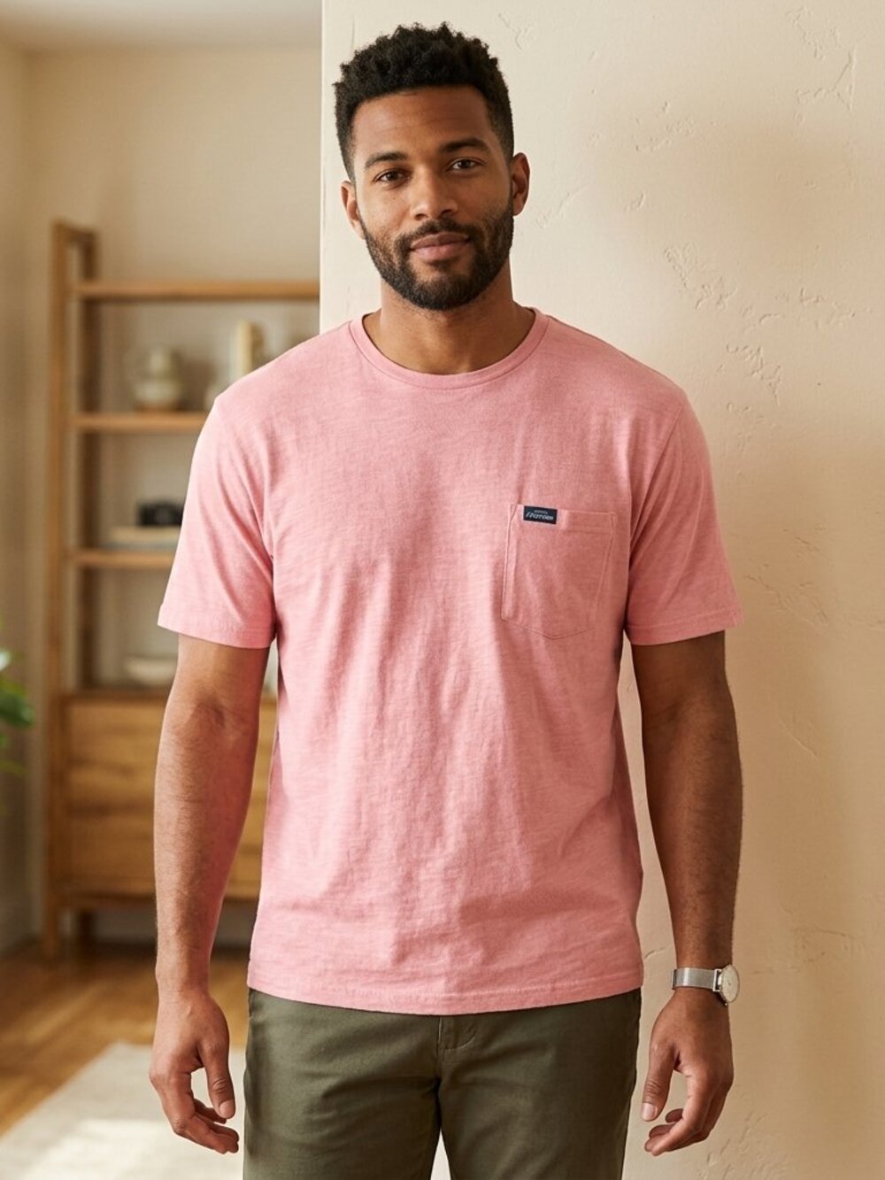 Simply Southern Solid Salmon Relaxed Fit Chest Pocket Logo Tee Top Shirt T-shirt